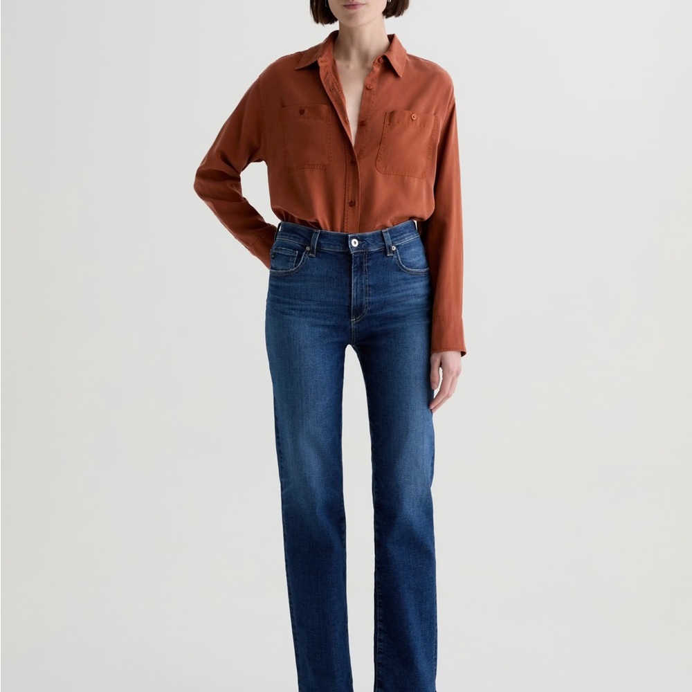 AG Adriano Goldschmied Dark Blue Straight Leg Jeans
